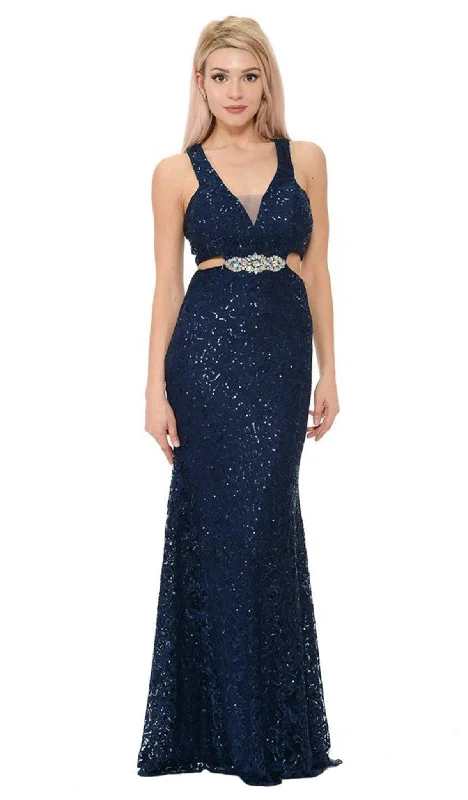 Lenovia - 5170 Lace Plunging V-Neck Evening Dress Tunics Versatile functional