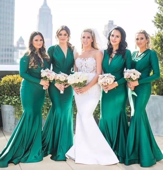 long sleeve green bridesmaid dresses 2020 v neck mermaid elegant winter wedding party dresses 2021 Tunics Party sparkling long sleeve green bridesmaid dresses 2020 v neck mermaid elegant winter wedding party dresses 2021 Tunics Party sparkling