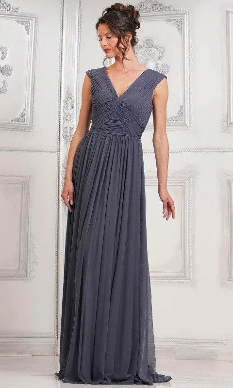 Marsoni by Colors M324 - Cap Sleeve Ruched Evening Dress Tunics Solid Classic