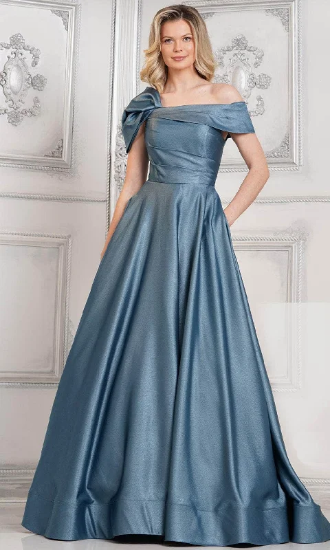 Marsoni by Colors MV1288 - Off Shoulder Satin Evening Dress Tunics Satin smooth