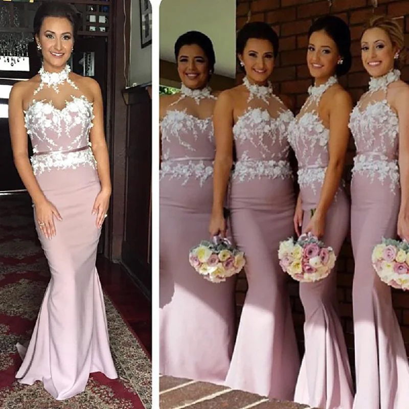 mermaid wedding party dresses long sleeveless lace applique cheap bridesmaid dresses Pleated Skirt Elegant mermaid wedding party dresses long sleeveless lace applique cheap bridesmaid dresses Pleated Skirt Elegant