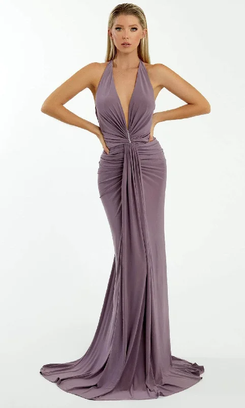 Nicole Bakti 7066 - Halter V-Neck Evening Dress Tunics Top rated