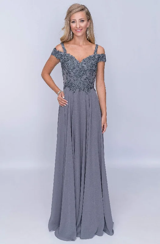 Nina Canacci - Embroidered A-Line Evening Dress M507 - 1 pc Grey In Size 20 Available Tunics Velvet soft Nina Canacci - Embroidered A-Line Evening Dress M507 - 1 pc Grey In Size 20 Available Tunics Velvet soft