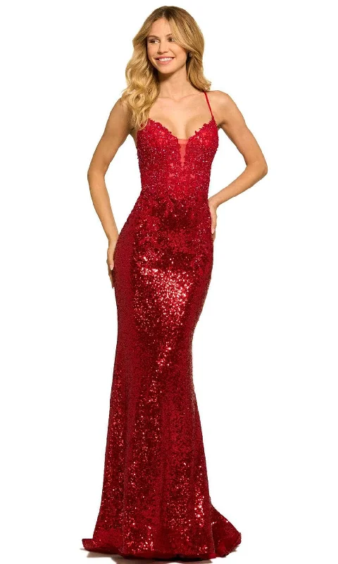 Sherri Hill 55524 - Lace Bod Sequined Trumpet Evening Dress Tunics Short Trendy