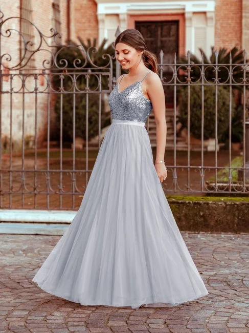 silver bridesmaid dresses long sequined v neck tulle cheap custom wedding party dresses Tunics Chic elegant silver bridesmaid dresses long sequined v neck tulle cheap custom wedding party dresses Tunics Chic elegant