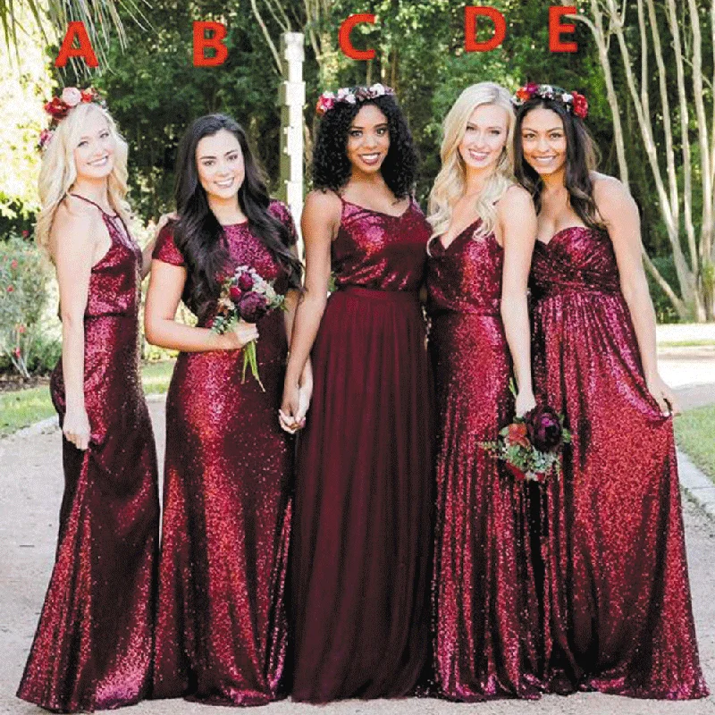 sparkly wedding party dresses long mismatched Burgundy cheap bridesmaid dresses vestidos de novia Tunics Brand named sparkly wedding party dresses long mismatched Burgundy cheap bridesmaid dresses vestidos de novia Tunics Brand named