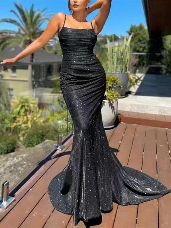 Straps Black Newest 2023 Long Prom Dresses, Mermaid Simple Girl Graduation Party Dresses Tunics Stylish modern Straps Black Newest 2023 Long Prom Dresses, Mermaid Simple Girl Graduation Party Dresses Tunics Stylish modern