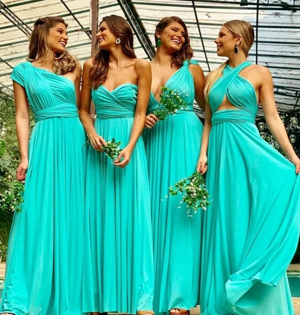 turquoise blue bridesmaid dresses long 2020 infinite convertible chiffon custom wedding party dresses 2021 Tunics Bridal satin turquoise blue bridesmaid dresses long 2020 infinite convertible chiffon custom wedding party dresses 2021 Tunics Bridal satin