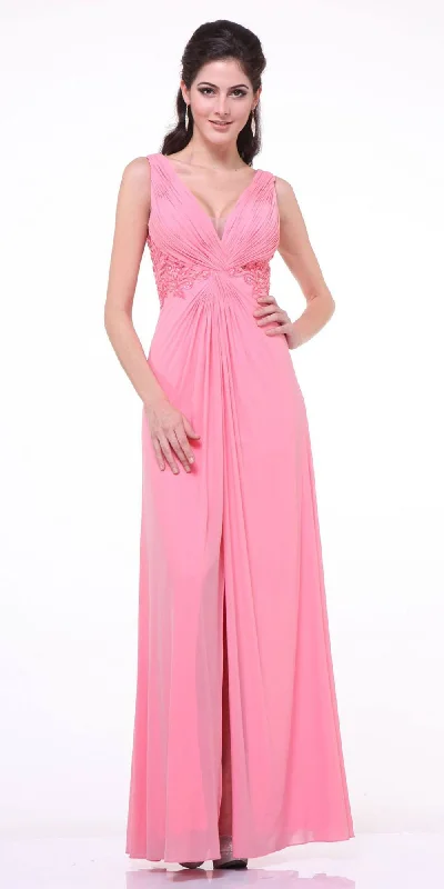 Cinderella Divine 73 Twist Front Evening Dress Chiffon Front Slit V-Neckline Tunics Travel practical Cinderella Divine 73 Twist Front Evening Dress Chiffon Front Slit V-Neckline Tunics Travel practical