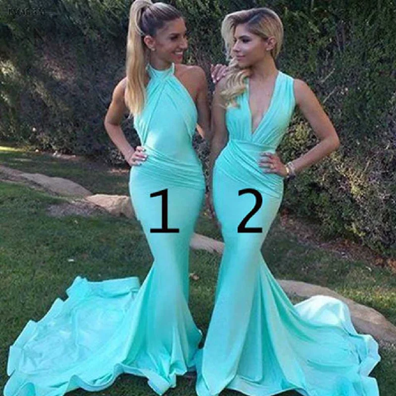Unique Sexy Mermaid Blue Mismatched Different Styles Charming Inexpensive Long Wedding Party Dresses for Maid of Honor, WG097 Tunics Top Casual Unique Sexy Mermaid Blue Mismatched Different Styles Charming Inexpensive Long Wedding Party Dresses for Maid of Honor, WG097 Tunics Top Casual