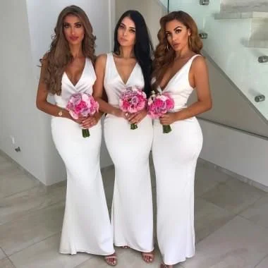 white bridesmaid dresses for weddings 2020 mermaid v neck sexy wedding party dresses 2021 Tunics Designer luxury white bridesmaid dresses for weddings 2020 mermaid v neck sexy wedding party dresses 2021 Tunics Designer luxury