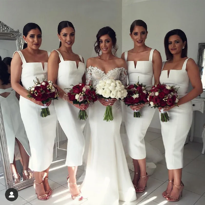 white bridesmaid dresses for weddings mermaid cheap short satin simple wedding party dresses Boatneck Modish Everyday white bridesmaid dresses for weddings mermaid cheap short satin simple wedding party dresses Boatneck Modish Everyday