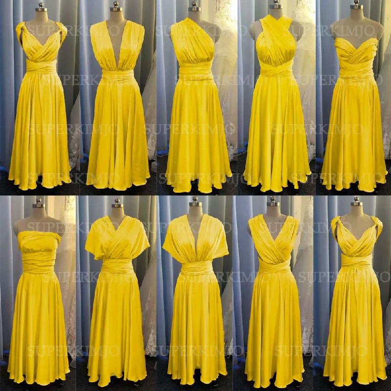 yellow bridesmaid dresses long 2020 convertible cheap satin infinite custom wedding party dresses 2021 Tunics Running lightweight yellow bridesmaid dresses long 2020 convertible cheap satin infinite custom wedding party dresses 2021 Tunics Running lightweight