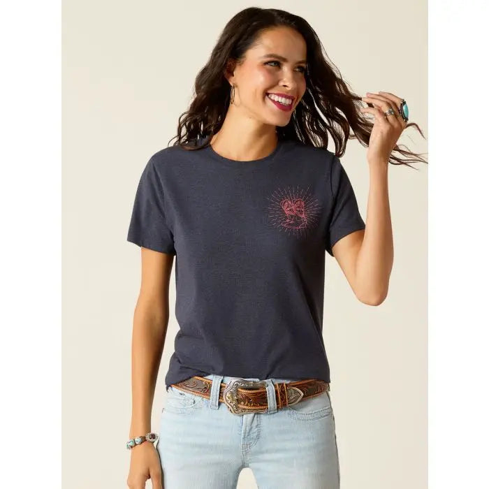 Ariat Wms Genuine SS Tee Admirality Blue Heather Front Pockets Side Pockets Patch Pockets Ariat Wms Genuine SS Tee Admirality Blue Heather Front Pockets Side Pockets Patch Pockets