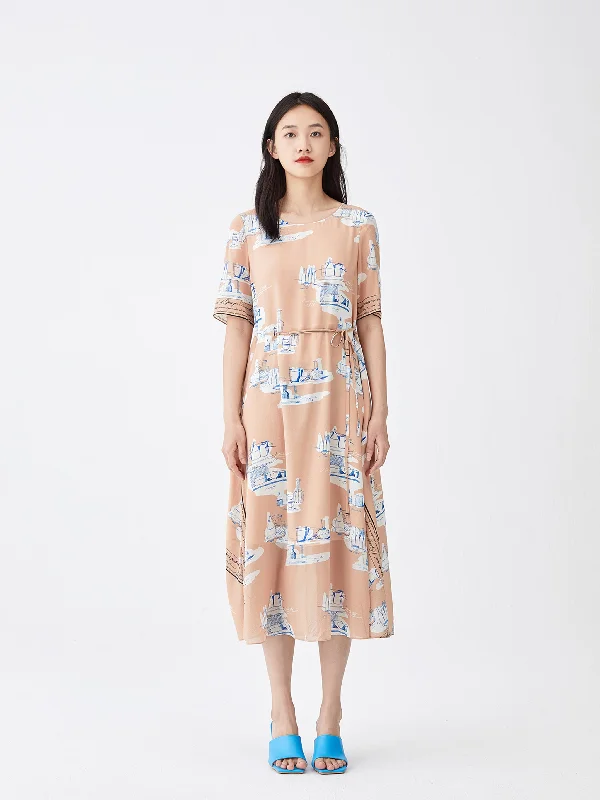 Beige Giorgio Morandi Silk Dress