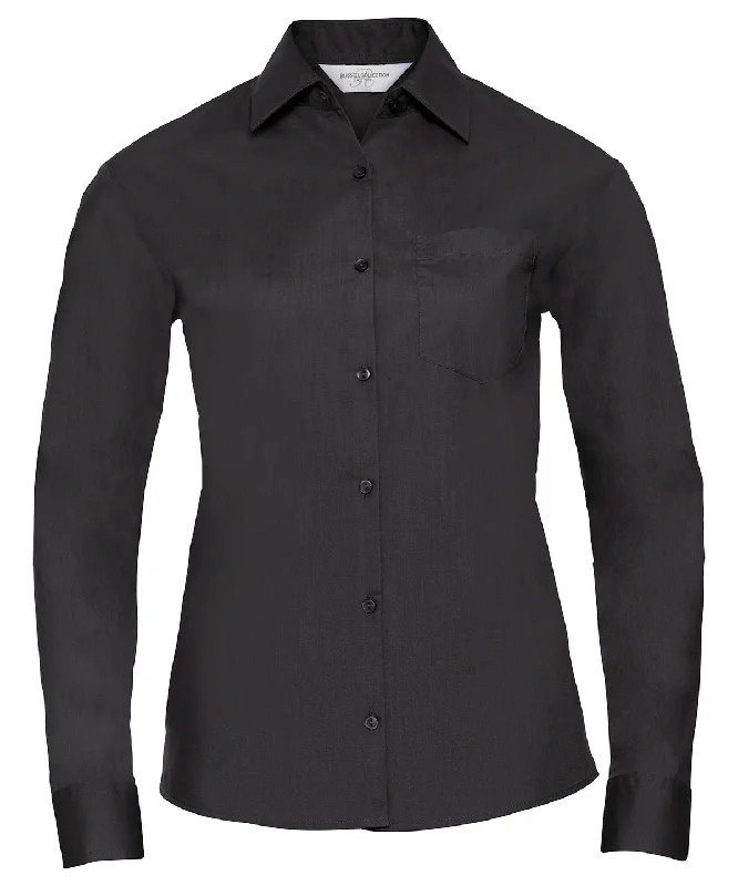 Black - Women's long sleeve polycotton easycare poplin shirt Spandex Blend Rayon Blend Denim Blend Black - Women's long sleeve polycotton easycare poplin shirt Spandex Blend Rayon Blend Denim Blend