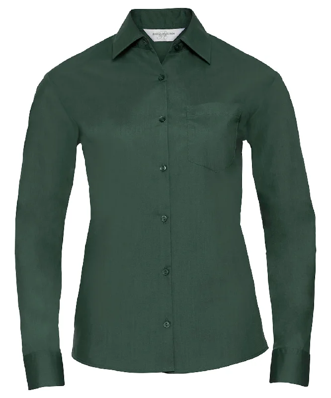 Bottle Green - Women's long sleeve polycotton easycare poplin shirt Fleece Nylon Spandex Bottle Green - Women's long sleeve polycotton easycare poplin shirt Fleece Nylon Spandex