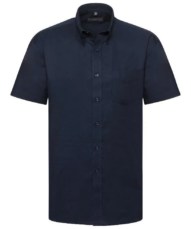 Bright Navy - Short sleeve easycare Oxford shirt Spandex Blend Rayon Blend Denim Blend Bright Navy - Short sleeve easycare Oxford shirt Spandex Blend Rayon Blend Denim Blend