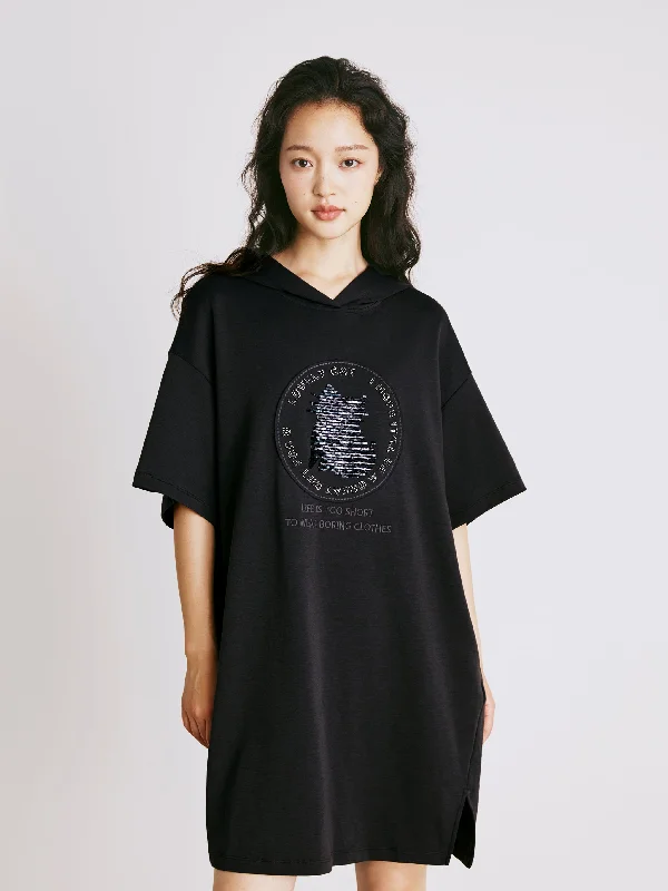 Carbon Grey Hooded Dress