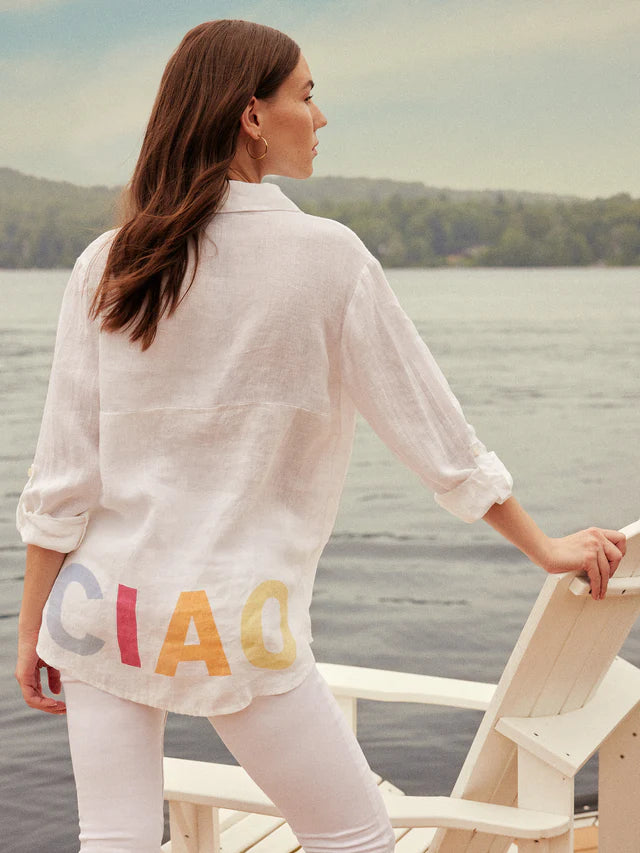 CIAO LINEN SHIRT Zippered Front Buttoned Front Snap Front