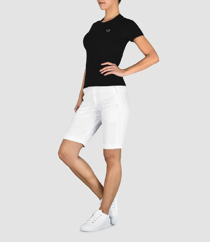 Claudia Cotton Round Neck Tee - Black Collared Crew Neck Turtle Neck