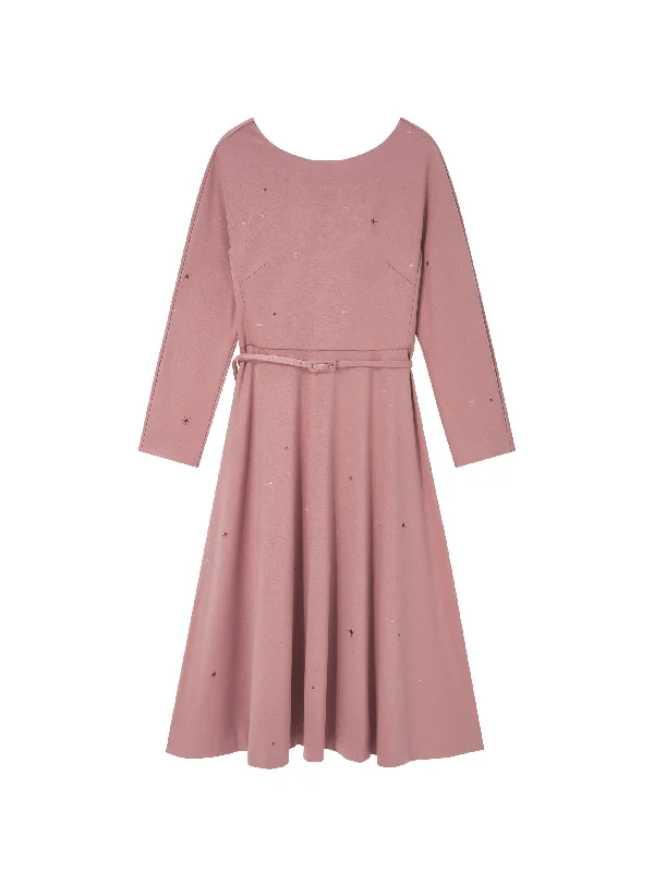 Coral Round-Neck Dress