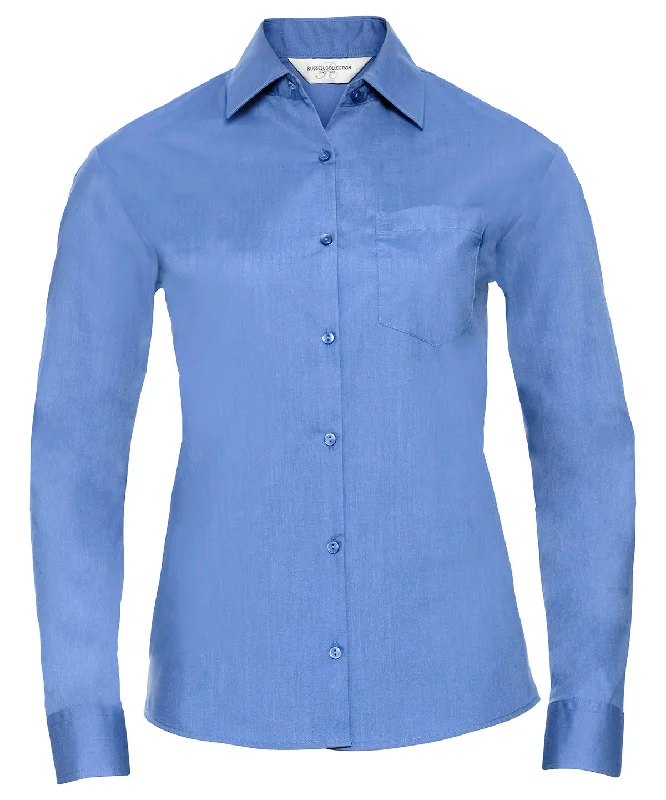 Corporate Blue - Women's long sleeve polycotton easycare poplin shirt Print Jacquard Patchwork Corporate Blue - Women's long sleeve polycotton easycare poplin shirt Print Jacquard Patchwork