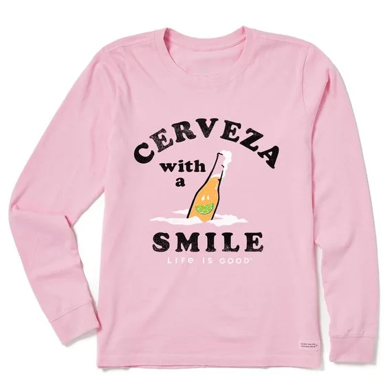 Women Crusher Lite Cerveza With Smile Long Sleeve Tee Shirt Seamless Knitted Crochet Women Crusher Lite Cerveza With Smile Long Sleeve Tee Shirt Seamless Knitted Crochet