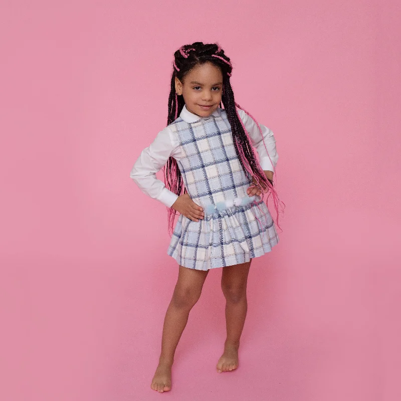 Daga - Sky Fluff Pinafore Dress Set - Blue