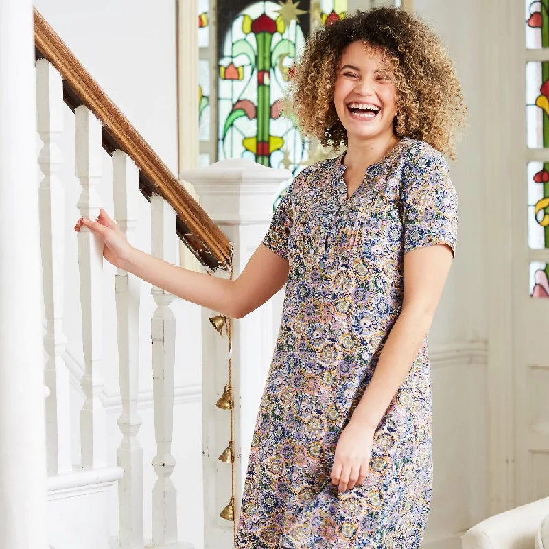 Desi Circle Pintuck Bib Dress