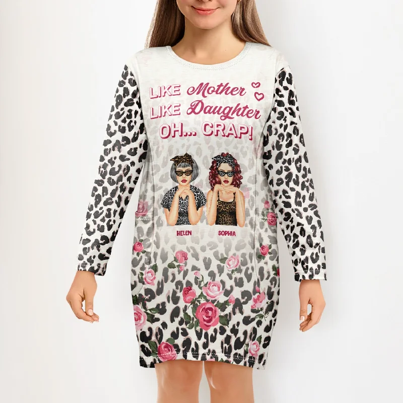 Fashion Leopard Like Mother Like Daughter - Gift For Mom From Girls - Personalized Pocket Dress