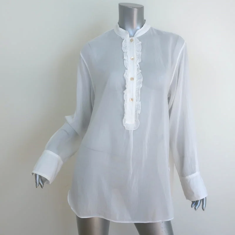 Forte Forte Ruffle Shirt White Cotton-Silk Size 1 Long Sleeve Top Machine Wash Dry Clean Hand Wash Forte Forte Ruffle Shirt White Cotton-Silk Size 1 Long Sleeve Top Machine Wash Dry Clean Hand Wash