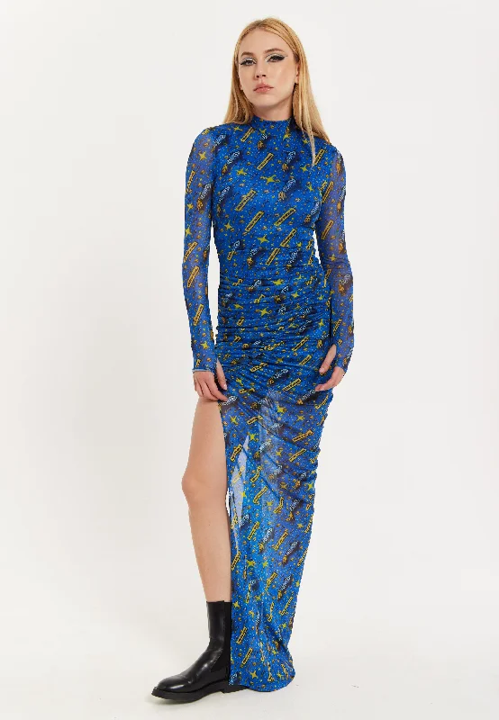 House Of Holland Rocket Print Mesh Dress