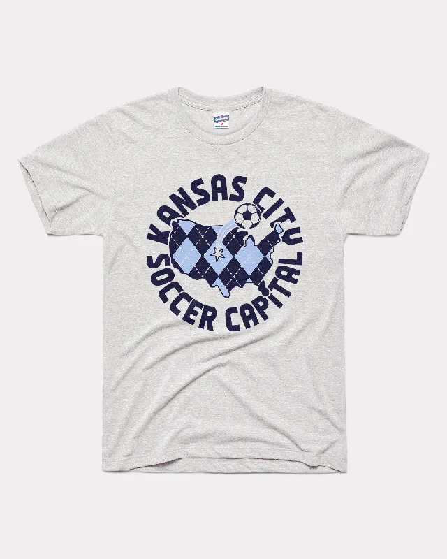 Kansas City Soccer Capital Ash T-Shirt Basic T-Shirt Crew Neck Short Sleeve