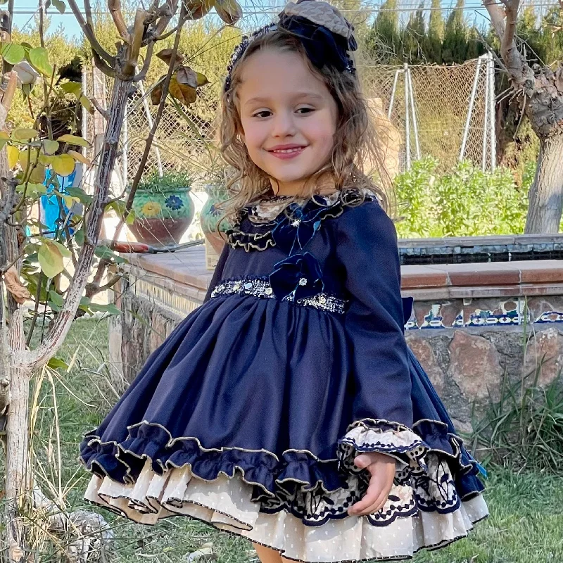 LA AMAPOLA - Luna Puffball Dress - Navy