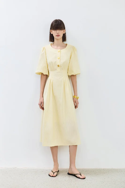 LILY Puff Sleeve Cinched Waist Dress