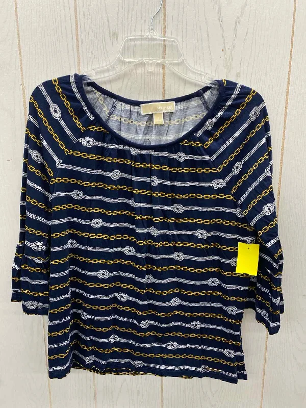 Michael KORS Blue Womens Size Small Shirt Knit Fabric Woven Fabric Fleece Fabric