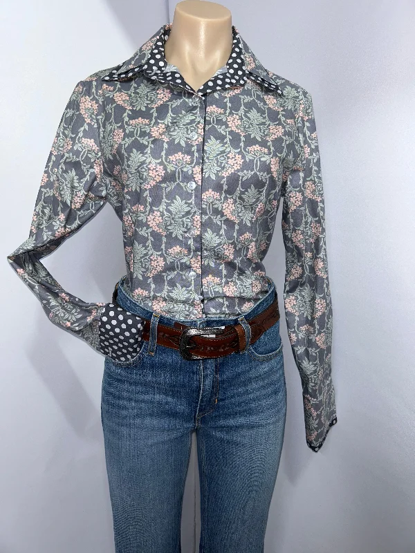 Netties Ladies Tatiana Fitted L/S Shirt Rayon Fabric Velvet Fabric Corduroy Fabric