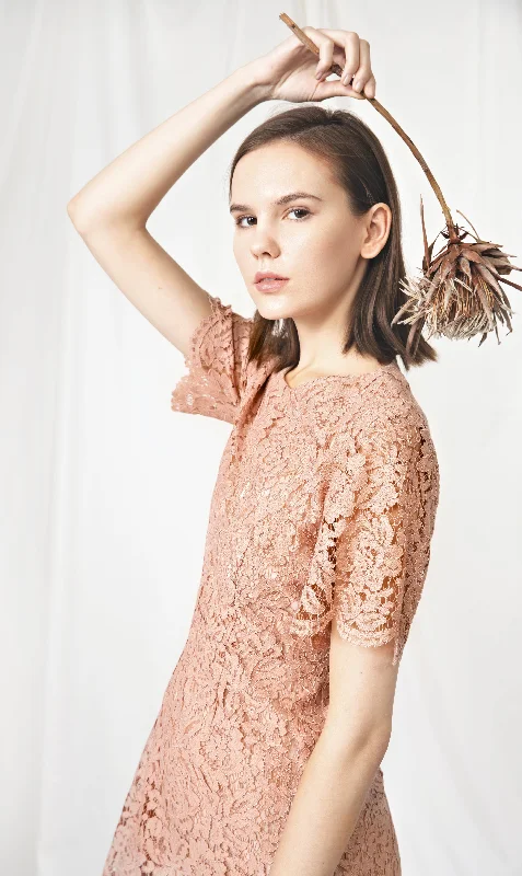 Nude Cocktail Lace Dress