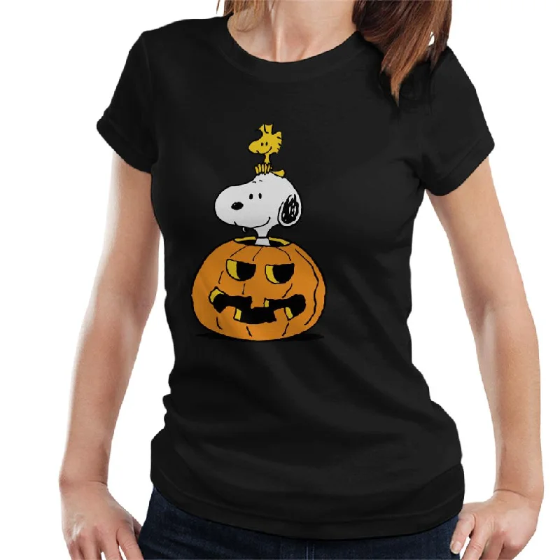 Peanuts Halloween Snoopy And Woodstock Women's T-Shirt Seamless Knitted Crochet