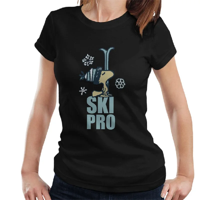 Peanuts Woodstock Ski Pro Women's T-Shirt Sequined Glittery Shiny