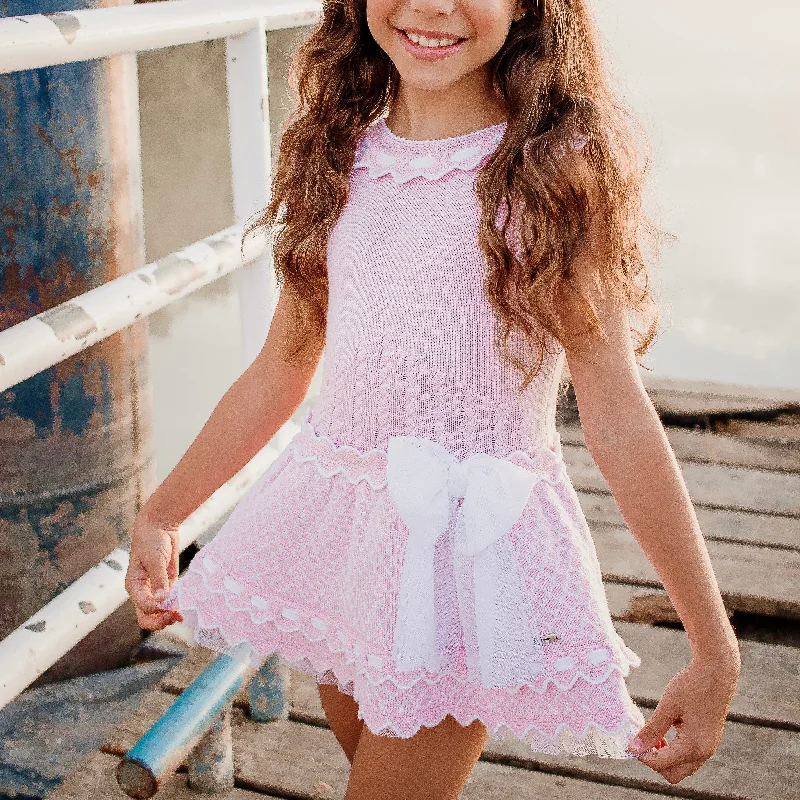 Rahigo - Ribbon Detail Pattern Dress -  Pink