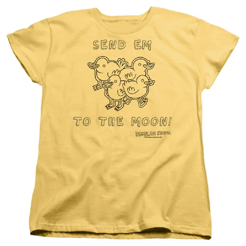 Regular Show Baby Ducks Women's 18/1 Cotton Short-Sleeve T-Shirt Embroidered Appliqued Beaded Regular Show Baby Ducks Women's 18/1 Cotton Short-Sleeve T-Shirt Embroidered Appliqued Beaded