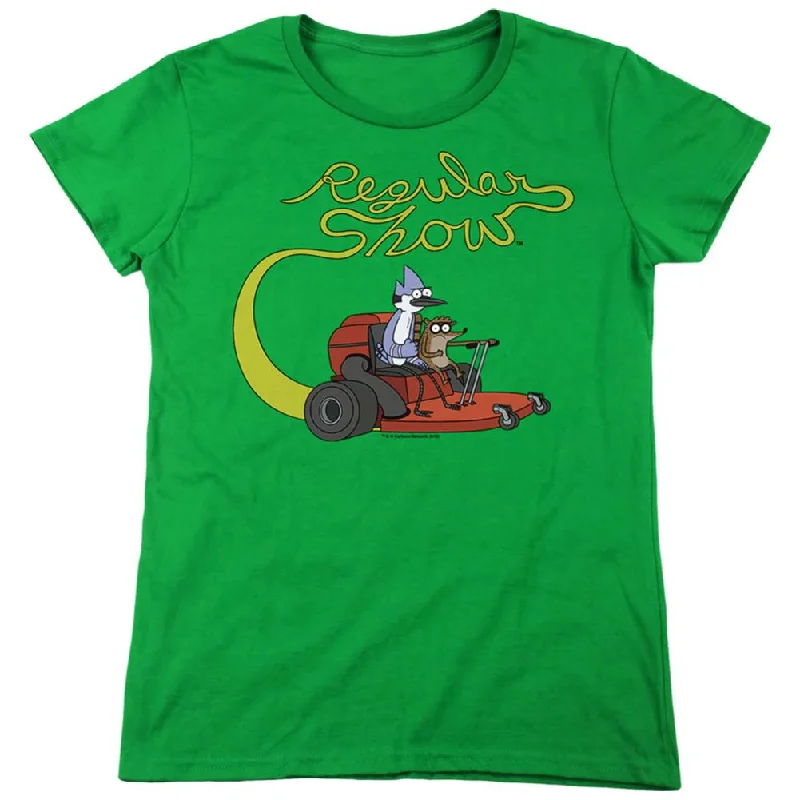 Regular Show Mower Women's 18/1 Cotton Short-Sleeve T-Shirt Front Pockets Side Pockets Patch Pockets Regular Show Mower Women's 18/1 Cotton Short-Sleeve T-Shirt Front Pockets Side Pockets Patch Pockets