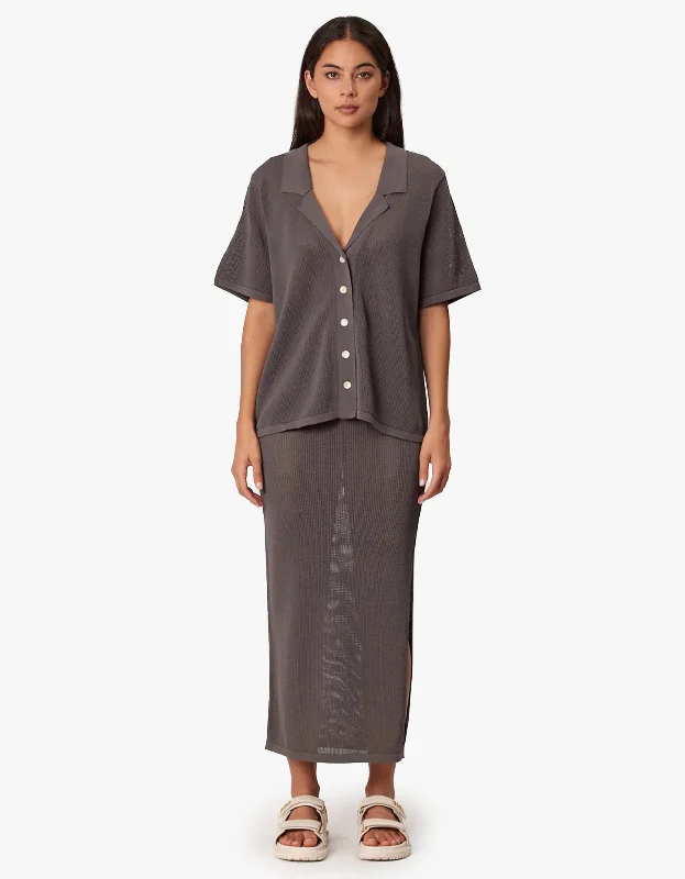 Amalfi Shirt - Smoke Front Pockets Side Pockets Patch Pockets