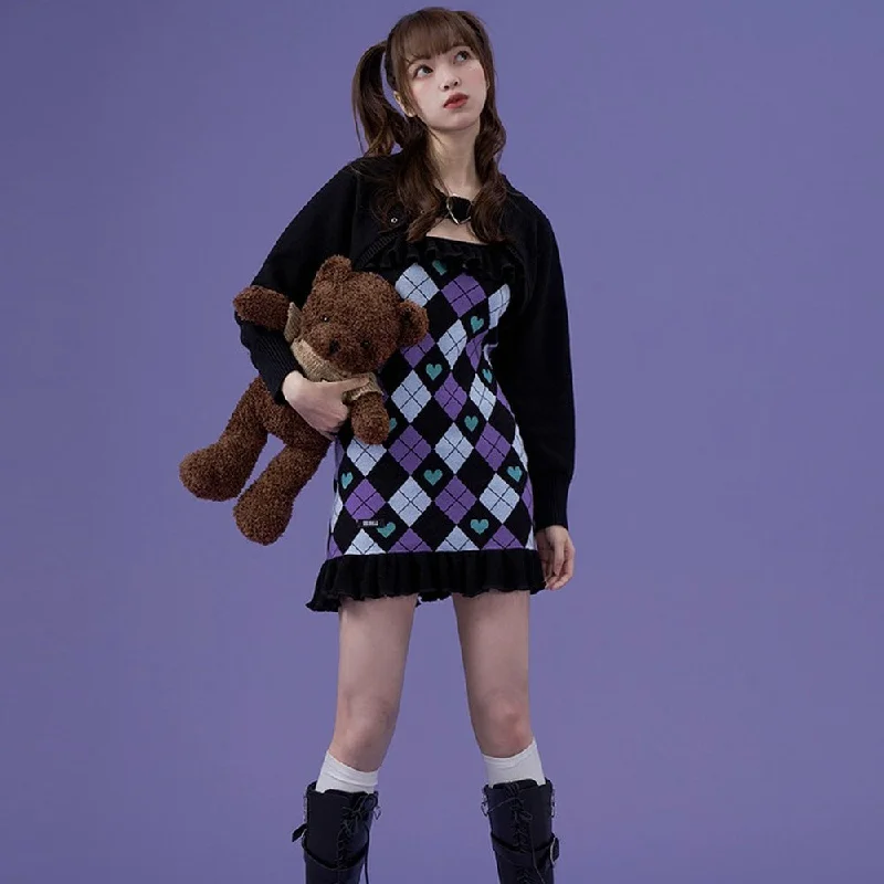 Sweet Style Vintage Knit Dress Two Piece Set