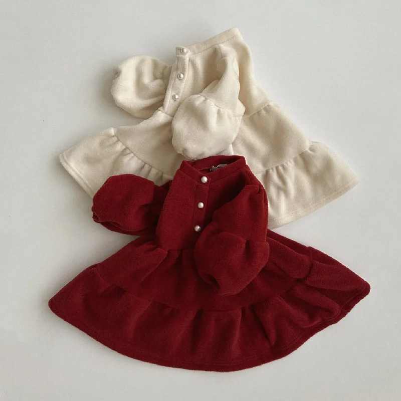 Toddler Aosta Pearl Button Fleece Dress (3m-5y) - 2 Colors