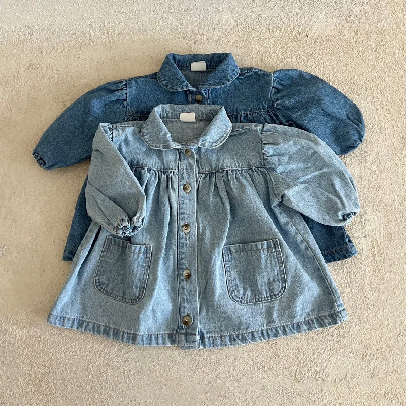 Toddler Denim Peter Pan Collar Dress (1-6y) - 2 Colors