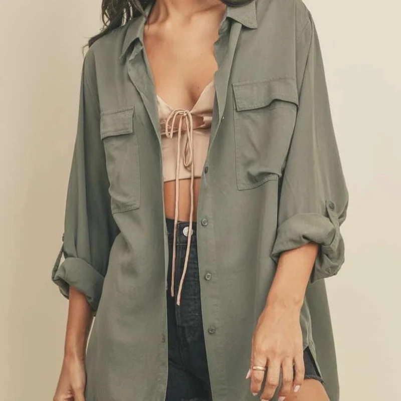Dress Forum oversized button down - olive