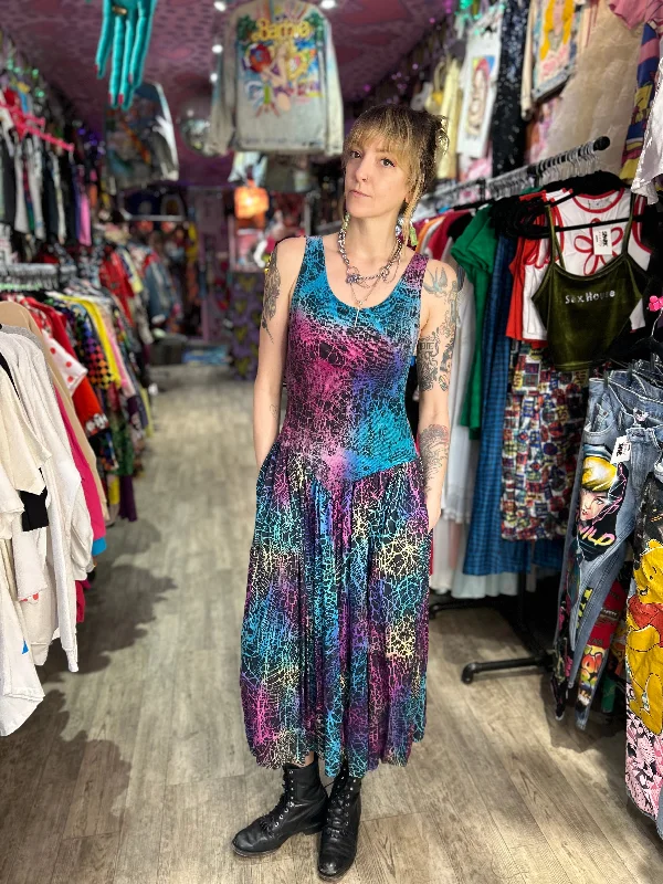 Vintage 80’s Tie Dye ribbed Tank Dress